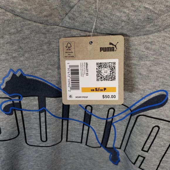PUMA Men’s Hoodie Gray Pullover Sweatshirt Logo Graphic Size S NWT - Picture 5 of 10